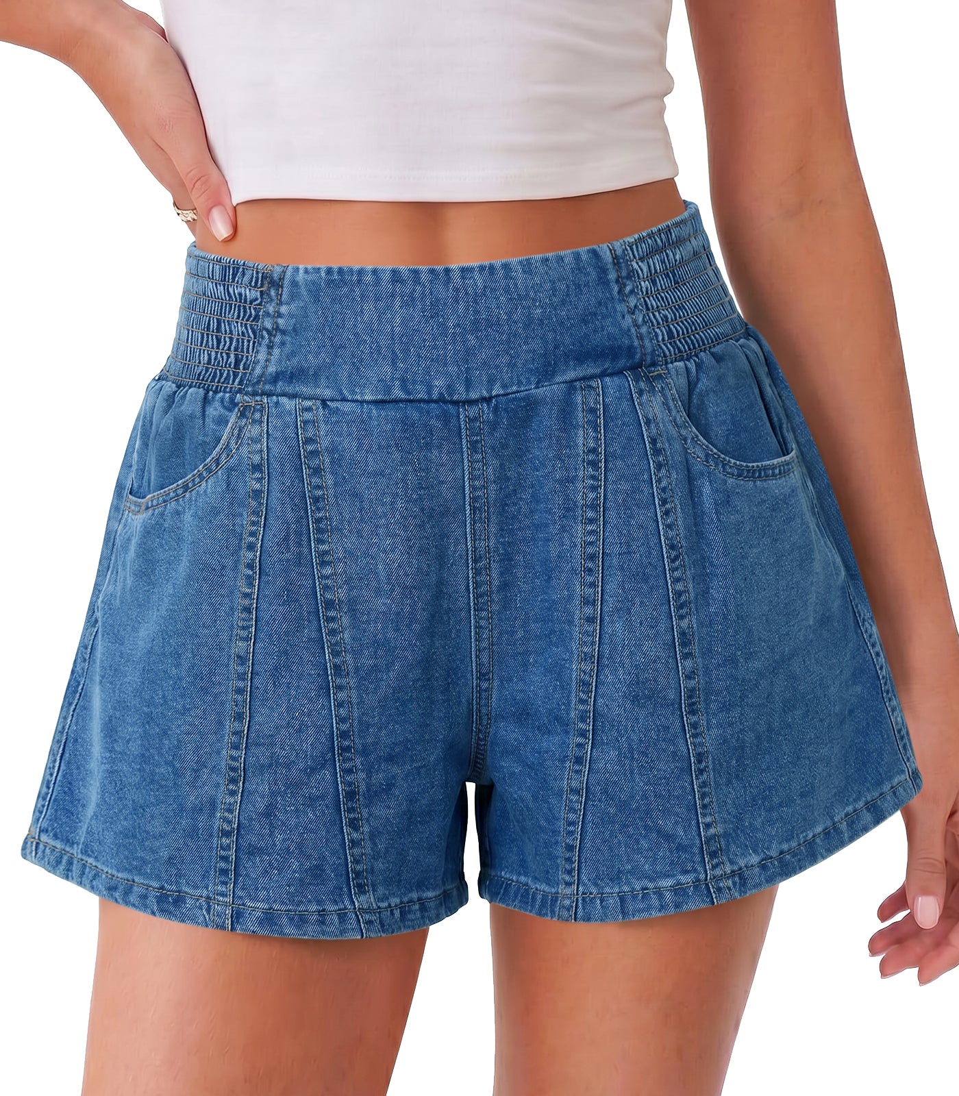 Womens Jean Blue Summer Pull on Jean Shorts| CicyBell