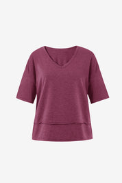 Womens Burgundy Summer V Neck T Shirts | CicyBell