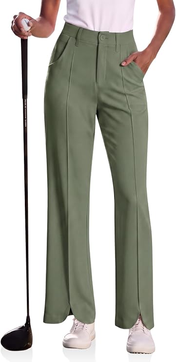 Womens Army Green Golf Dress Pants | CicyBell