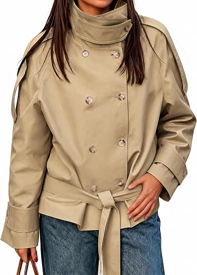 Womens Khaki Short Trench Coats | CicyBell