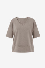 Womens Khaki Summer V Neck T Shirts | CicyBell