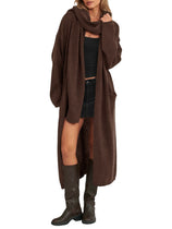 Womens Open Front Knit Sweater with Scarf | Cicy Bell