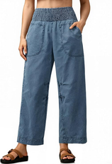 Womens Smocked Barrel Jeans | Cicy Bell