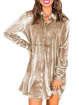 Women Velvet Button Down Mini Dress | Cicy Bell