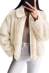 Womens Faux Fur Coats Collared Warm Jackets | Cicy Bell