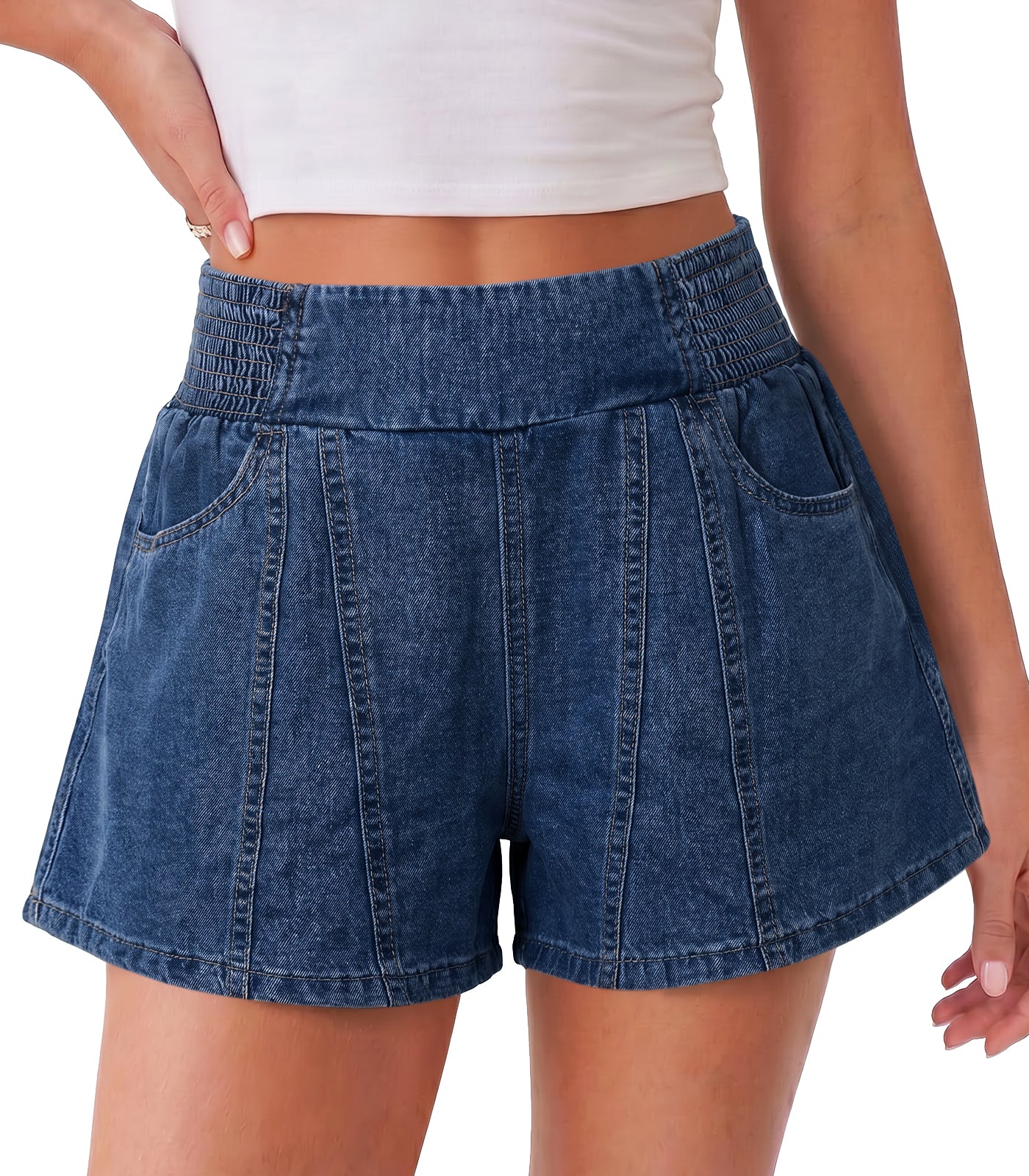 Womens Navy Summer Pull on Jean Shorts| CicyBell