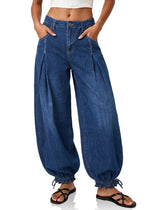 Womens Barrel Balloon Pleated Jeans|Cicy Bell